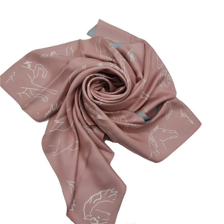 Double Sided Printing Custom Digital Printed Silk Satin Scarf Women