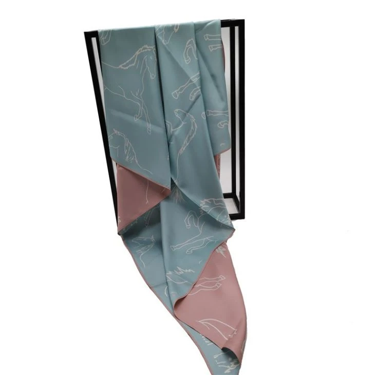 Double Sided Printing Custom Digital Printed Silk Satin Scarf Women
